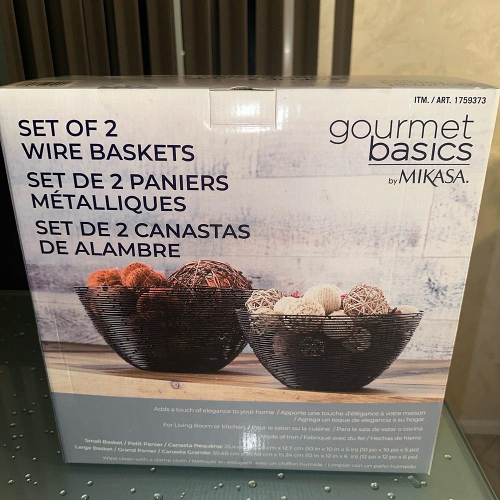 Gourmet Basics By Mikasa Set Of 2 Wire Baskets Open Box New